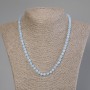 Aquamarine Bead Necklace with Faceted Cube, 5x5 mm, about 50 cm long with clasp
