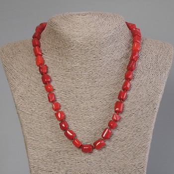 Coral Bead Necklace, cut, diameter 8-10x8-10mm, length 50cm ± with clasp