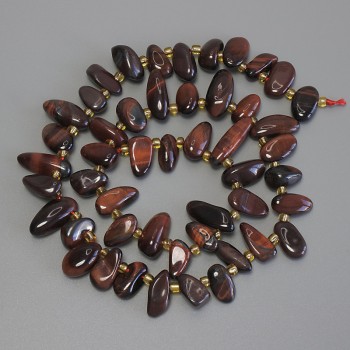 Bead Tiger's Eye Chip butterfly, diameter 10-15×6-8mm±, 3mm+ seed beads, length 39cm± on thread