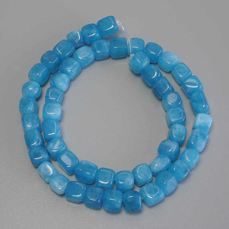 Aquamarine Cube Beads, 7.5x7.5 mm, 37 cm strand