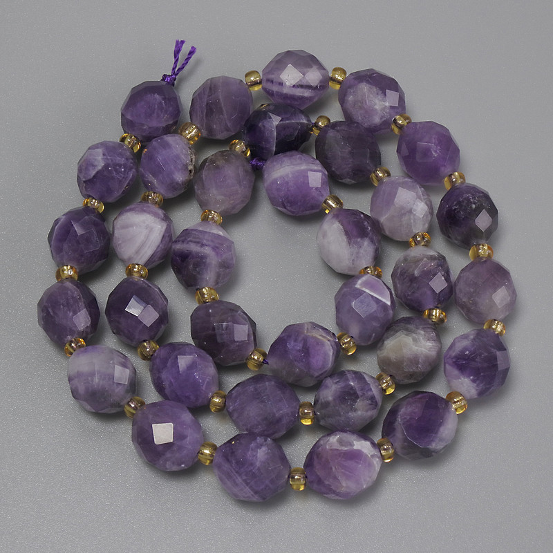Amethyst Beads Chevron Faceted Seed Bead 10x9mm, 3mm+ Beads, on String, 40cm+