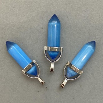Cat's Eye Hexagonal Crystal Pendant Bead 8x31x41 mm