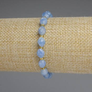 Aquamarine Bead Bracelet, faceted grain, diameter 8x6mm ±, length 18cm ±, stretch