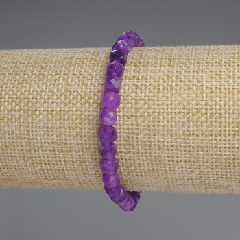Sugilite Beaded Cube Bracelet, 5×5 mm per cube, stretchy 18 cm length