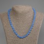 Blue Cat's Eye Bead Necklace 8mm Smooth Round Beads, 50cm Length ± with Clasp