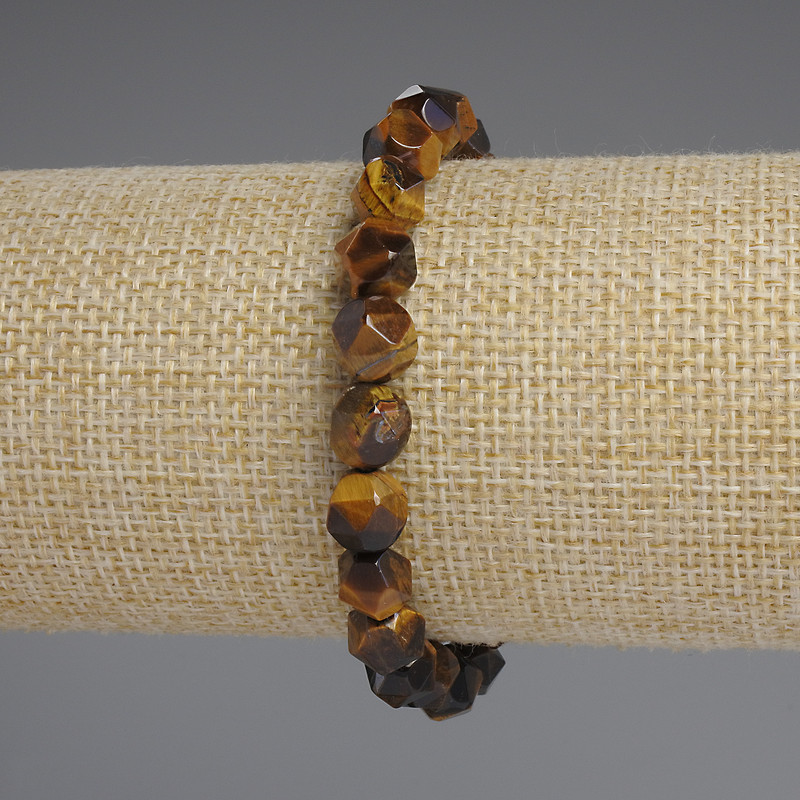 Tiger's Eye Bead Bracelet 8x7mm Multisided, 18 cm length, stretch