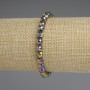 Rainbow Hematite Beaded Bracelet 6 mm faceted round beads, 18 cm stretch length