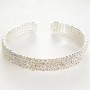 Bracelet cuff four-row with white rhinestones, 18-22 cm circumference