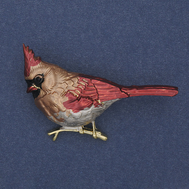 Brooch Bird Shape Colored Enamel Golden Metal 22x51 mm +