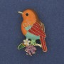 Brooch 'Bird' colorful enamel with rhinestones on golden metal 24x38mm +
