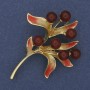 Brooch Branch Carnelian Enamel 42x55mm± golden metal