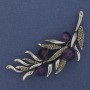 Brooch Sprig Amethyst with Gray Crystals 67x26mm Silvered Metal