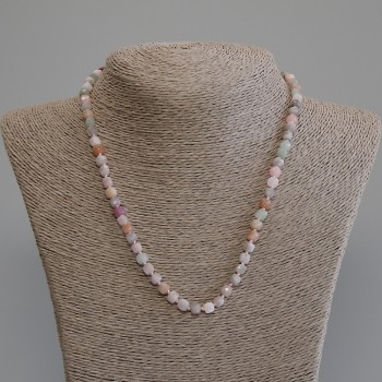 Jadeite Bead Necklace with Faceted Cubes, 5x5 mm cubes, 50 cm length +/- with clasp