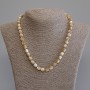 Beige Mother-of-P Pearl Barrel Necklace, 8x7 mm, 5 mm±, 50 cm± length with clasp