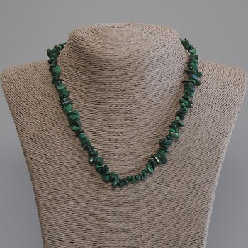 Malachite Bead Necklace, chip 6-11×3-6mm +-, length 45cm+-