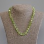 Chrysoprase Olivine Beaded Necklace, beveled diamond-shaped stones, diameter 9x8mm±, 3mm+Ø seed beads, length 50mm± with clasp