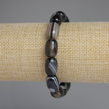 Agate Barrel Bead Bracelet, diameter 14x10mm +-, length 18cm +-, stretch