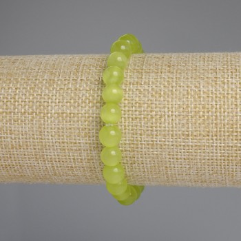 Cat's Eye Bead Bracelet, Smooth Round Beads 8mm, 18cm Length, Stretch