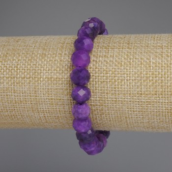 Sugilite Beaded Bracelet with Faceted Rondelles, 10x8mm, 18 cm adjustable stretch