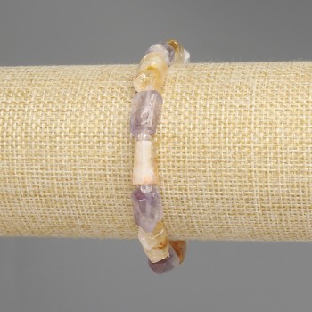 Amethyst Bracelet, cut gemstone beads 10x6mm ±, 3mm seed beads ±, length 18cm ±, elastic