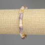 Amethyst Bracelet, cut gemstone beads 10x6mm ±, 3mm seed beads ±, length 18cm ±, elastic