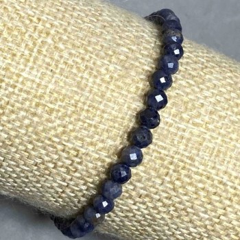 Bracelet Sapphire faceted bead, diameter 4–5 mm±, length 18 cm±, stretch