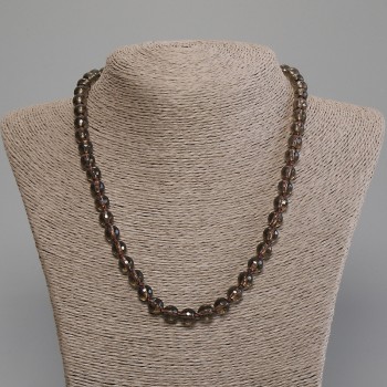 Beads Smoky Topaz Faceted Round 8 mm, 50 cm length with clasp