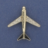 Brooch Airplane White Crystals Gold-Toned Metal 43x40mm+