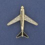 Brooch Airplane White Crystals Gold-Toned Metal 43x40mm+
