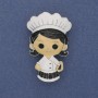 Brooch 'Chef' colorful enamel on silver metal 46x27mm+