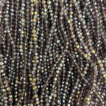 Beads Czech Crystal on monofilament with purple petrol diamond-cut rondels, diameter 3.5×3 mm + -, length 32 cm +