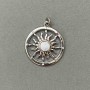 Pendant Star with White Crystals Pearlized Silver Metal, diameter 20mm±, length 27mm±