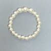 Bracelet, White Majorca Pearl, acrylic beads, diameter 8mm±10mm + crystal insets, length 18cm stretch