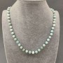 Larimar Beads Necklace with Natural Larimar, smooth round beads, diameter 6+-mm, length 45cm+- with clasp