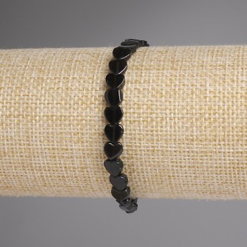 Bracelet Smoky Topaz Heart 6mm+-, length 18cm+- stretch