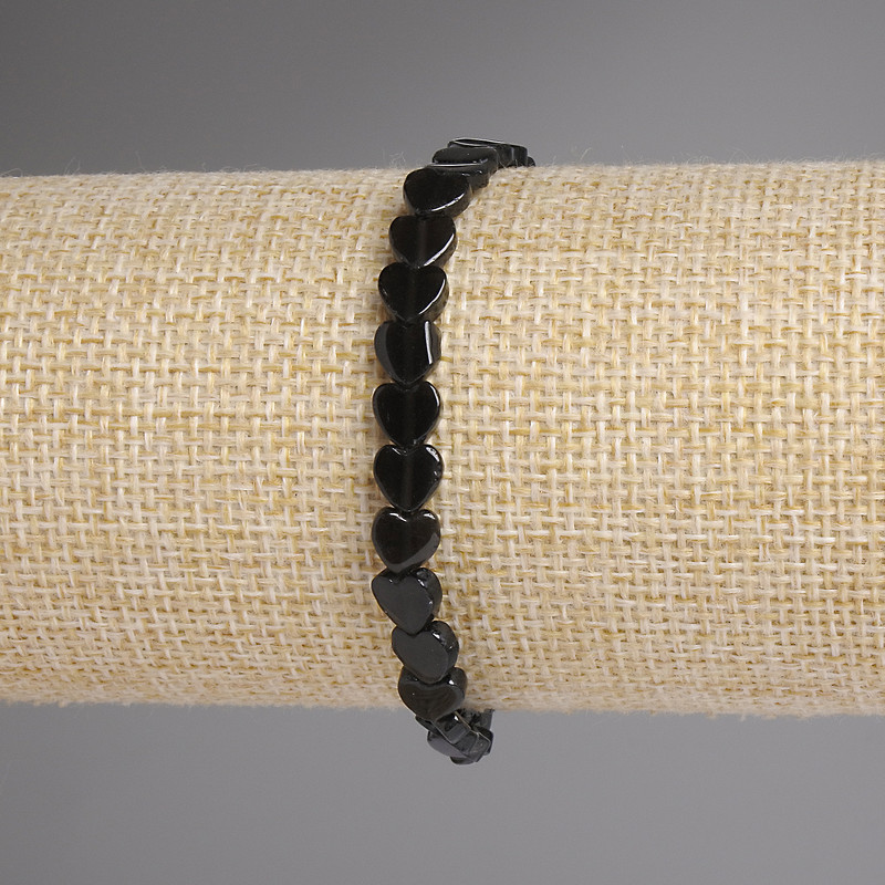 Bracelet Smoky Topaz Heart 6mm+-, length 18cm+- stretch