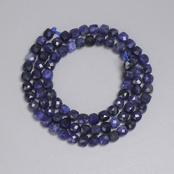 Sodalite Beads Faceted Cubes 4.5x4.5mm+, 39cm string