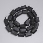 Turmaline Sherlock Cut Beads 13-15×9-10 mm ±, seed beads 3 mm ±, length 39 cm ± on thread