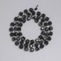 Beads Black Tourmaline Faceted Cube 5×5mm±, Seed Bead 3mm±, on Thread 38cm±