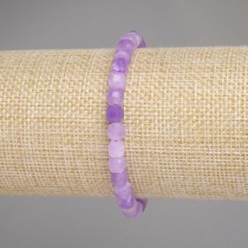  Bracelet Lavender Amethyst Faceted Cubes, 5x5mm diameter, length 18cm, stretch