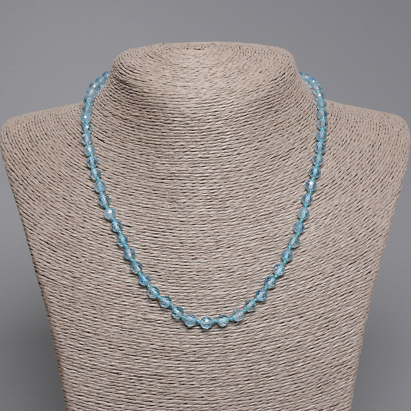 Faceted Topaz Bead Necklace, 4.5mm diameter, 45cm length ± with clasp