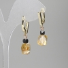 Earrings Citrine Octagons 10-12×8mm+- Turquoise? Wait: Turmaline cubic 4mm+-, length 33mm+-