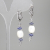 Earrings with Pearl Shell Baril 10x9, 5mm+-, Sodalite Rondelle 6x2mm+-, Labradorite Cube 4mm+-, length 52mm+-