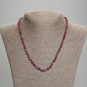 Faceted Tourmaline Bead Necklace, 6x5 mm, length about 45 cm, with clasp