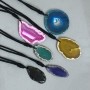 Agate Slice Pendant, Unpolished, Assorted Sizes 37×55mm± on Cord, 70cm+ Length