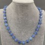 Aquamarine Necklace with Faceted Diamonds, 9x8 mm Diamonds, 45 cm length +/- with clasp