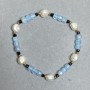 Aquamarine Beaded Cube Bracelet, 5mm+- Cubes, River Pearls 8-8.5mm+-, length 18cm+- stretch