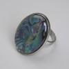 Ring with Halolite oval 27×20 mm ±, silver metal