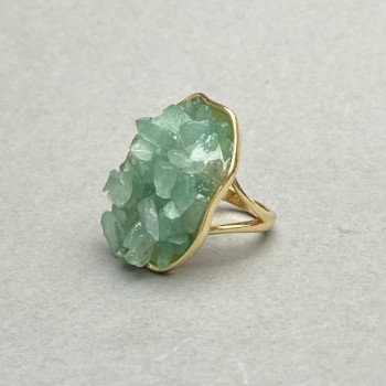 Bead (Fragment) of Nephrite on a smooth setting 30x26mm± golden metal, without size