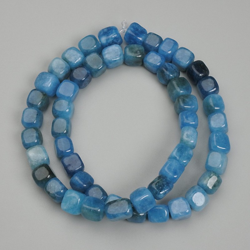 Apatite Cubic Beads, 7mm diameter ±, 39cm long ± on thread